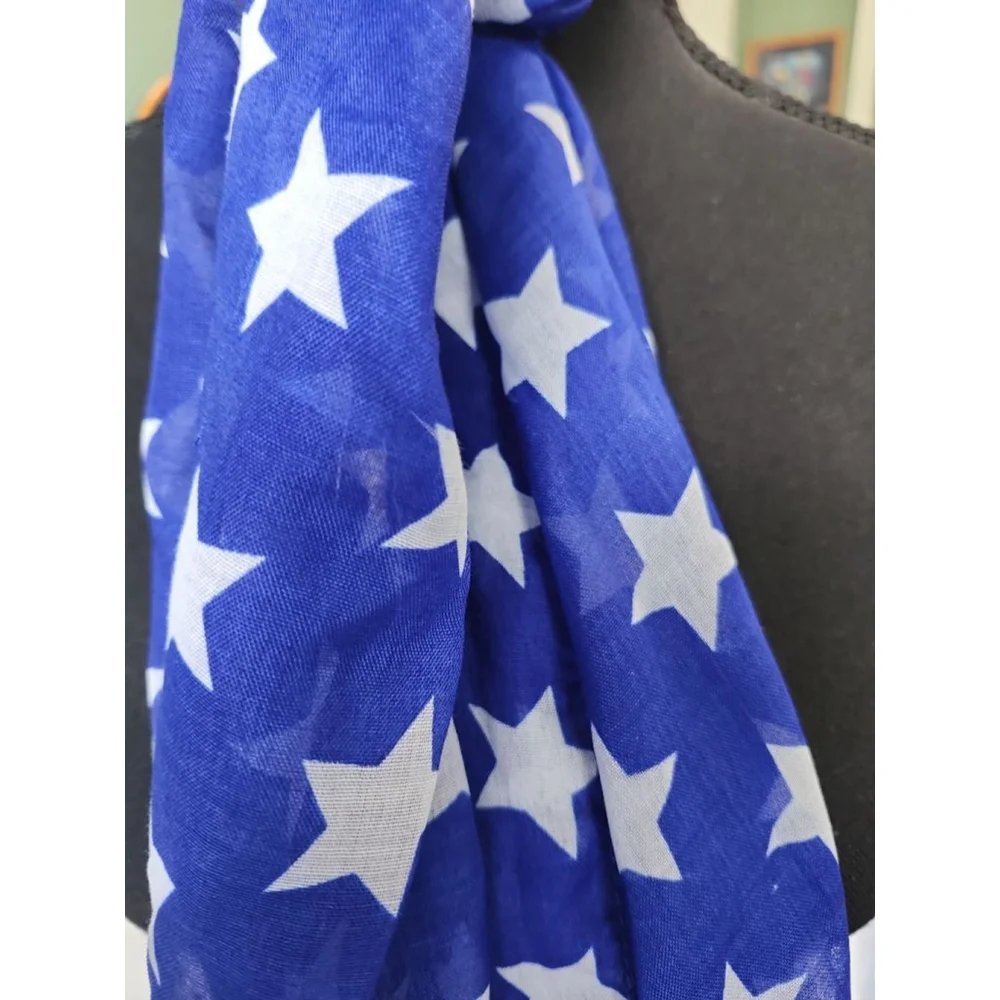 Greenbrier International Blue White Star Print Scarf